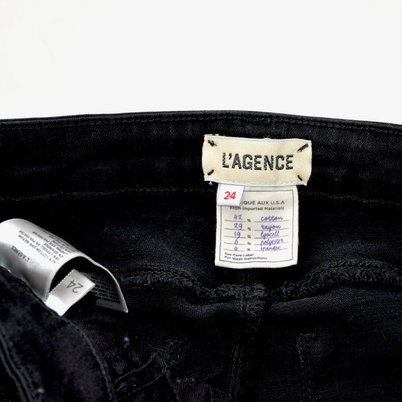 L'AGENCE Sabine Skinny High Rise Zipper Black Jeans 24 - Picture 7 of 10